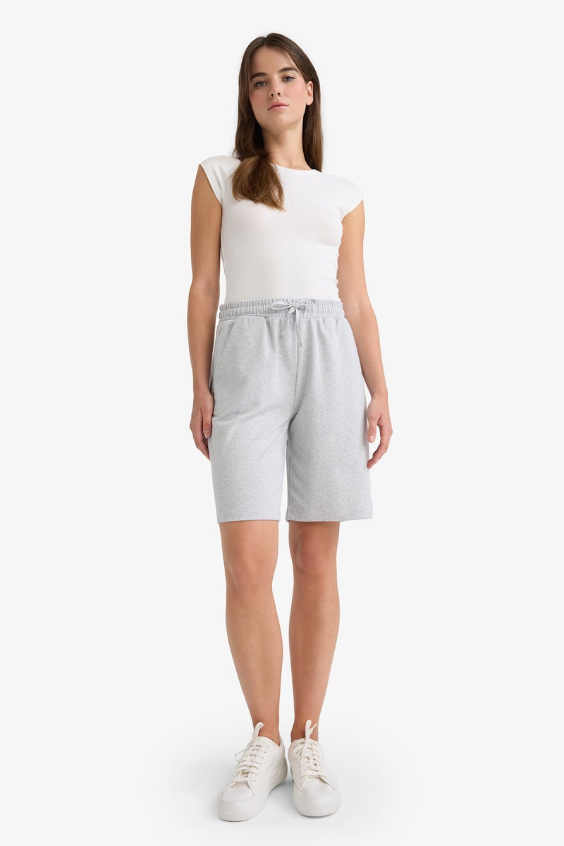 DeFacto Grey Woman Regular Fit Regular Waist Thin Bermuda Shorts Casual - Image 3